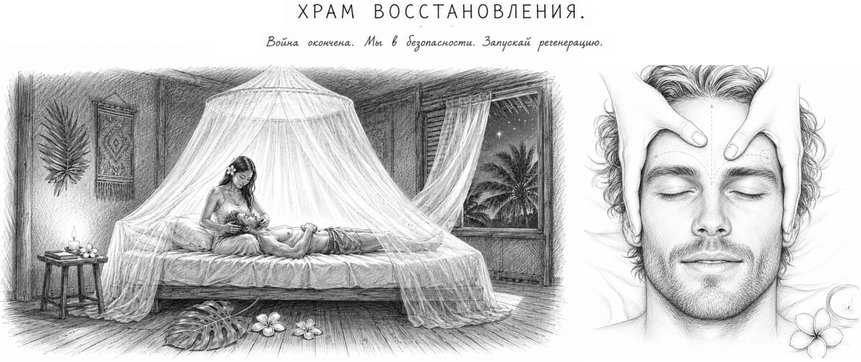 Её ладони снимают дневную броню с лица мужчины