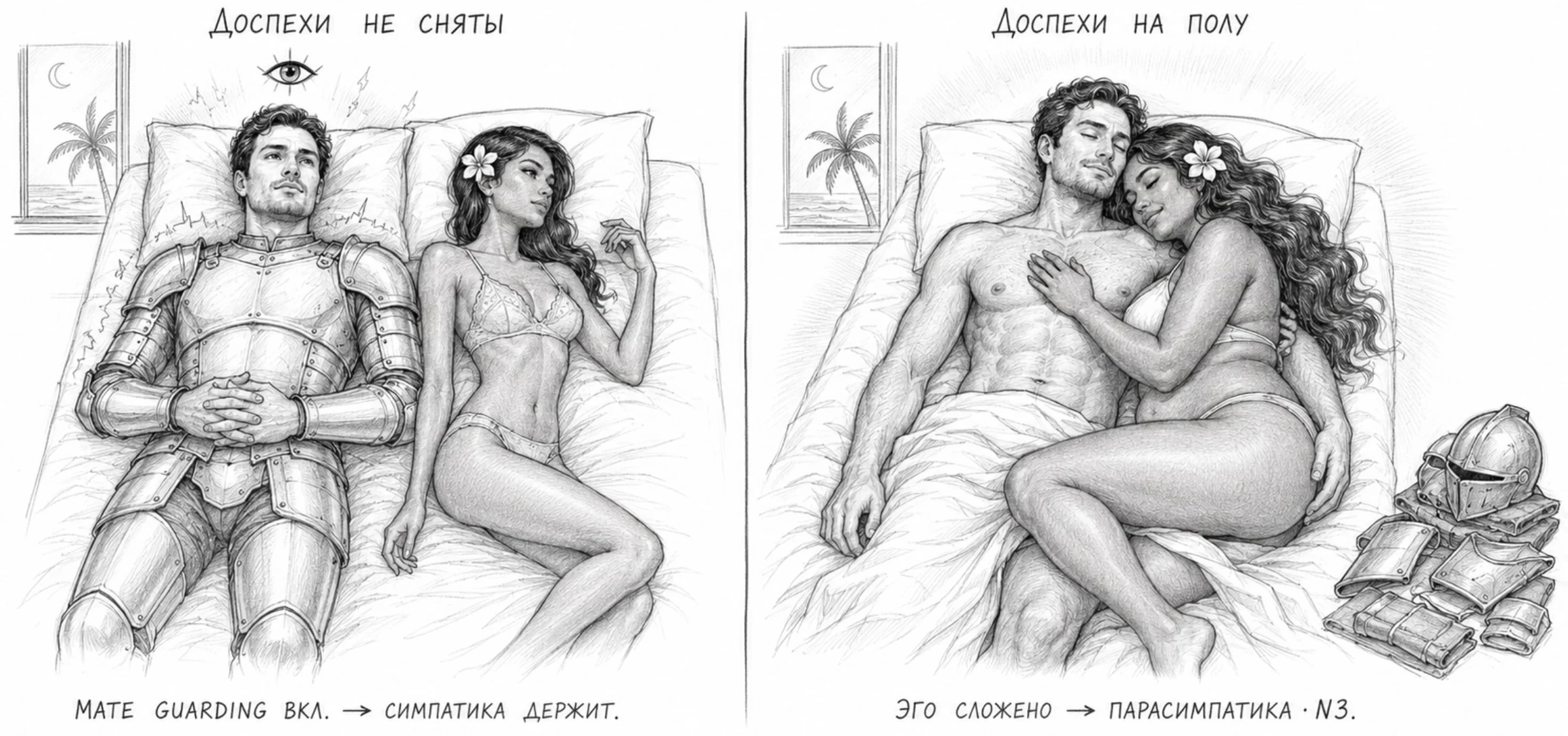 Рядом со «своей» девушкой эго складывает доспехи и караул ЦНС выключается