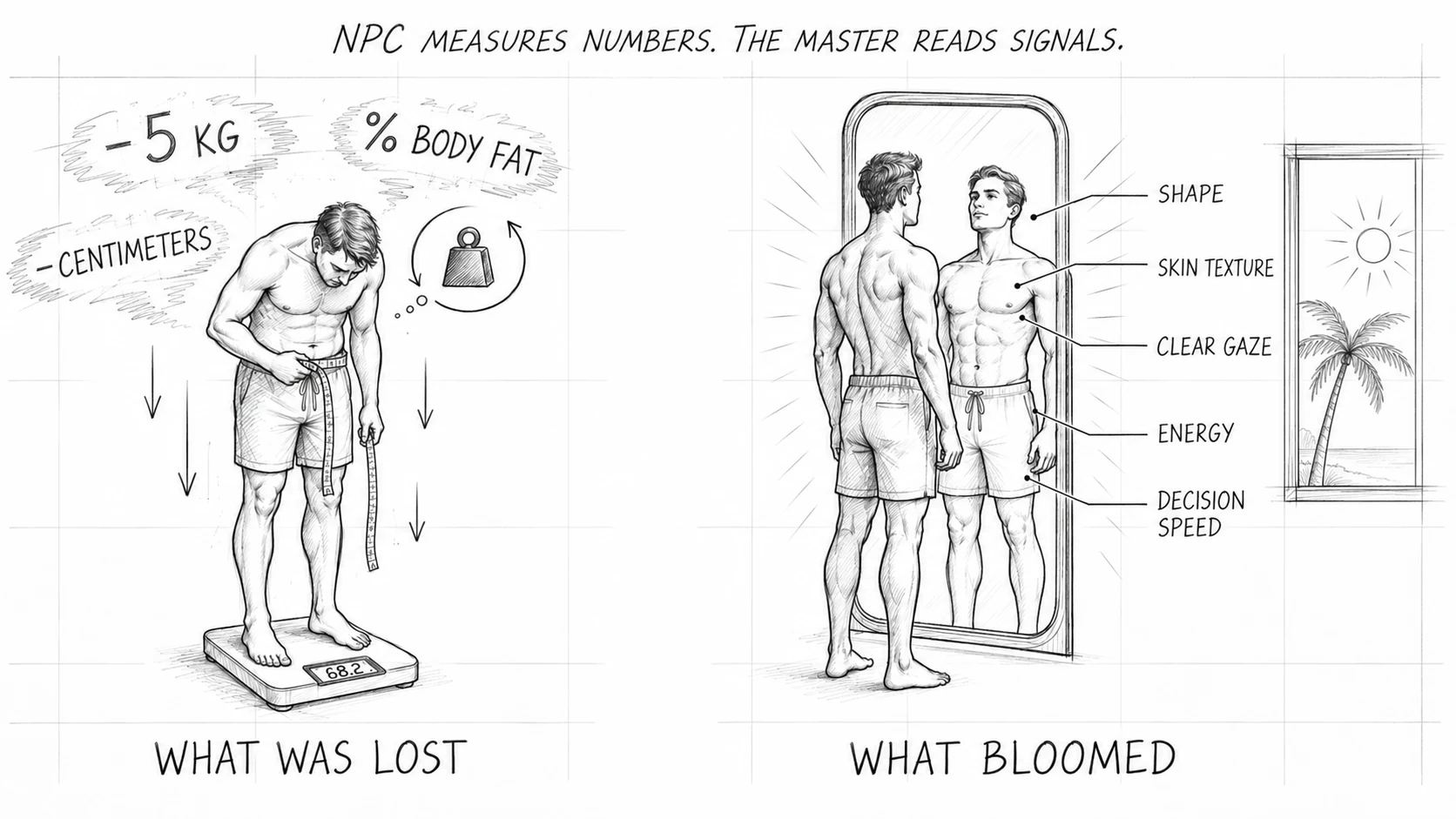 Scales and tape measures vs. health biomarkers: the NPC tracks subtractions, the Master tracks what has flourished
