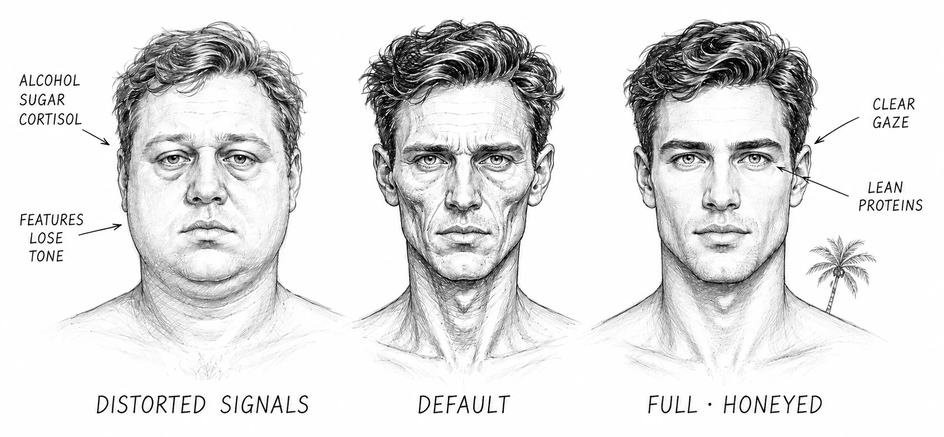 Two facial extremes: the puffy bloated oval vs. the emaciated leathery face with deep nasolabial folds