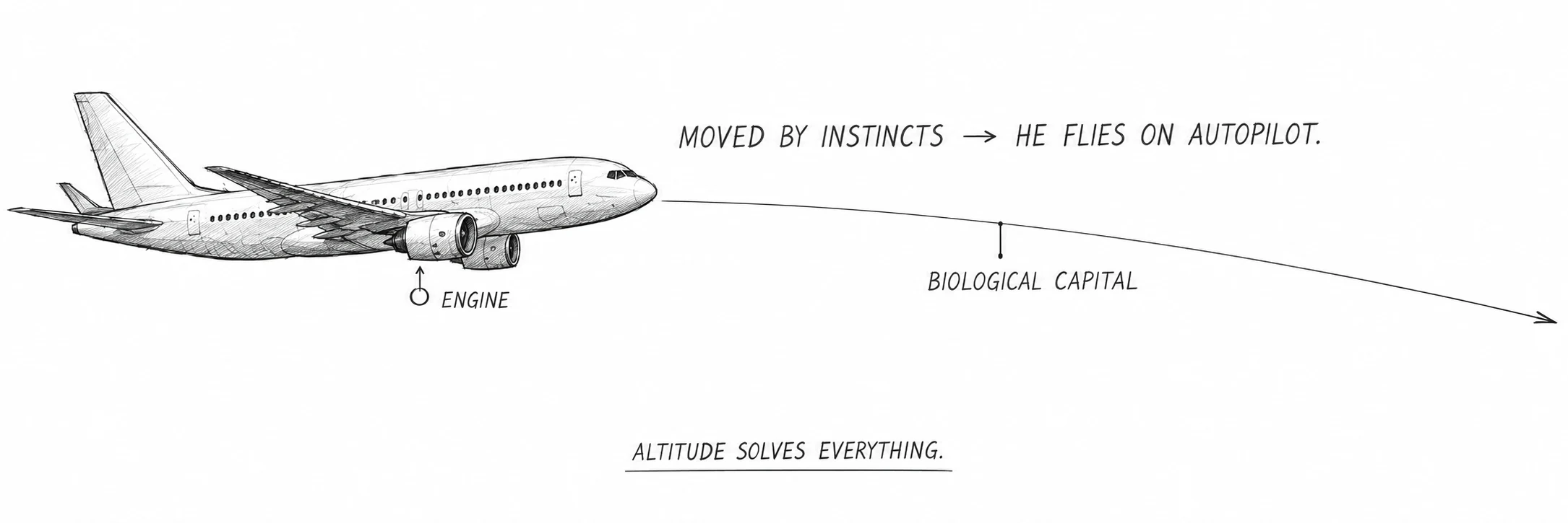 An airplane with idling engines does not plunge like a stone; it glides forward smoothly on accumulated altitude