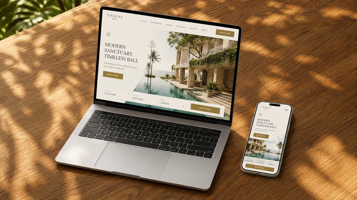 Custom Direct-Booking Website on MacBook and iPhone
